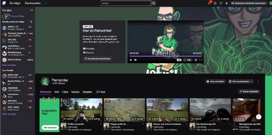 Twitch-Profil von Palmstrike